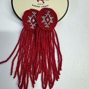 Idyllwind Red Beaded Tassel Earrings Bohemian Statement Jewelry